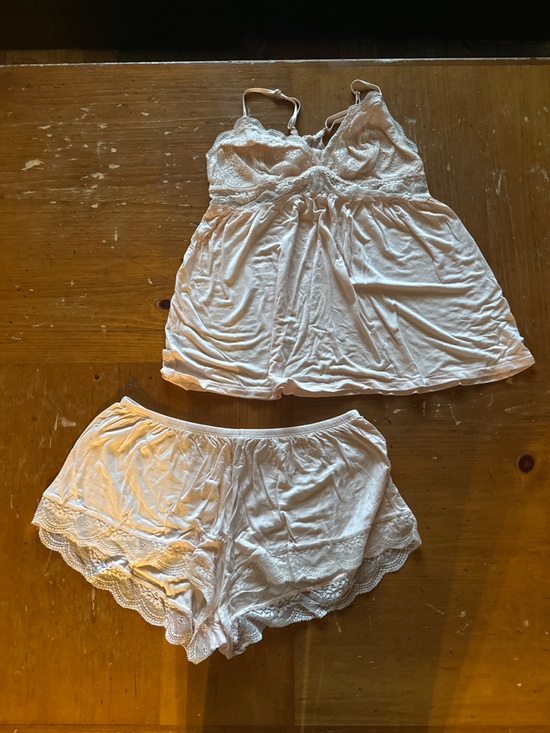 Eberjey Other - Eberjey Pink and Cream Lace-Trim Camisole and Shorts Pajama Set